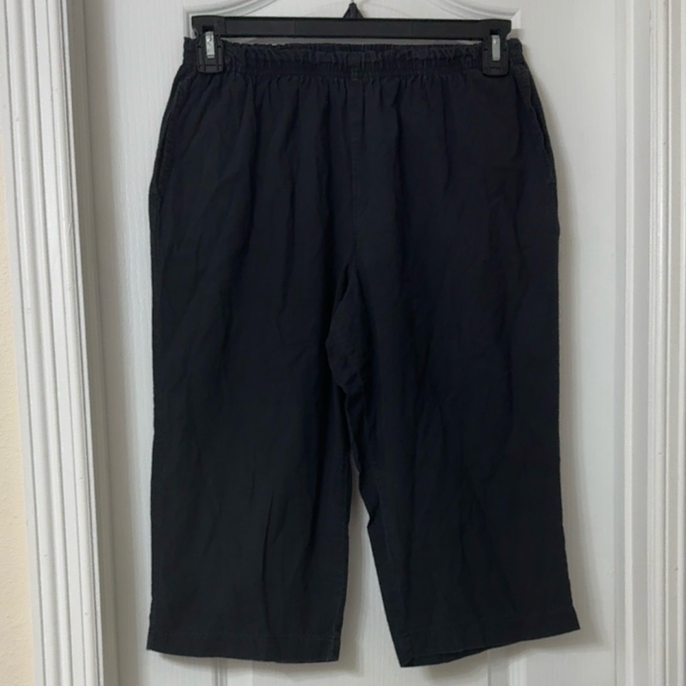 Redsky black wide-leg cropped pant elastic waistband pockets 100% Cotton Size 36